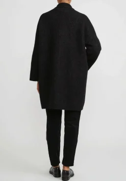 Lauren Manoogian Double Face Baby Alpaca Wide Coat In Black Melange & White Fleck