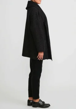 Lauren Manoogian Double Face Coat In Black Melange & White Fleck
