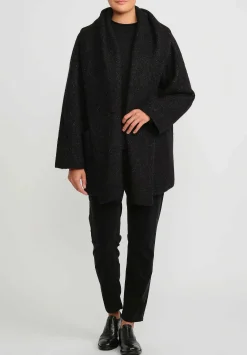 Lauren Manoogian Double Face Coat In Black Melange & White Fleck