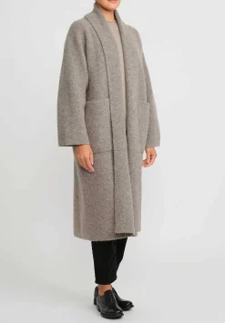 Lauren Manoogian Double Face Long Coat In Granite Taupe