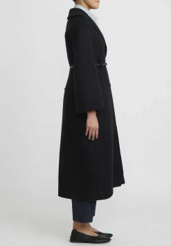 Jil Sander Double Splittable Wool Coat In Black