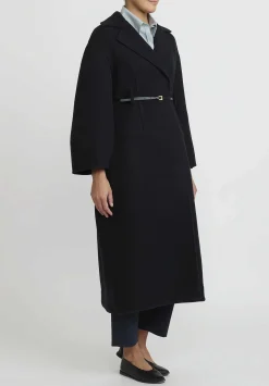 Jil Sander Double Splittable Wool Coat In Black
