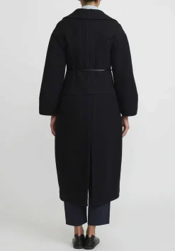 Jil Sander Double Splittable Wool Coat In Black