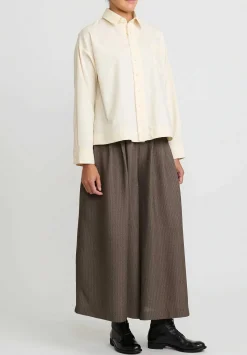 A Tentative Atelier Drapey Flared Jacquard Pants In Dark Brown