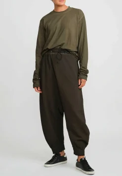 Rundholz Dip Drop Crotch Jogger Pant In Khaki Cloud Green