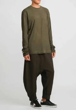 Rundholz Dip Drop Crotch Jogger Pant In Khaki Cloud Green