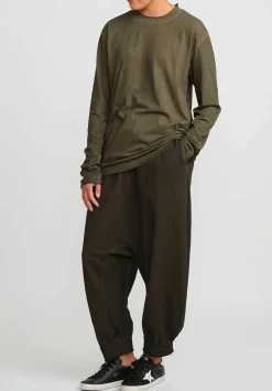 Rundholz Dip Drop Crotch Jogger Pant In Khaki Cloud Green