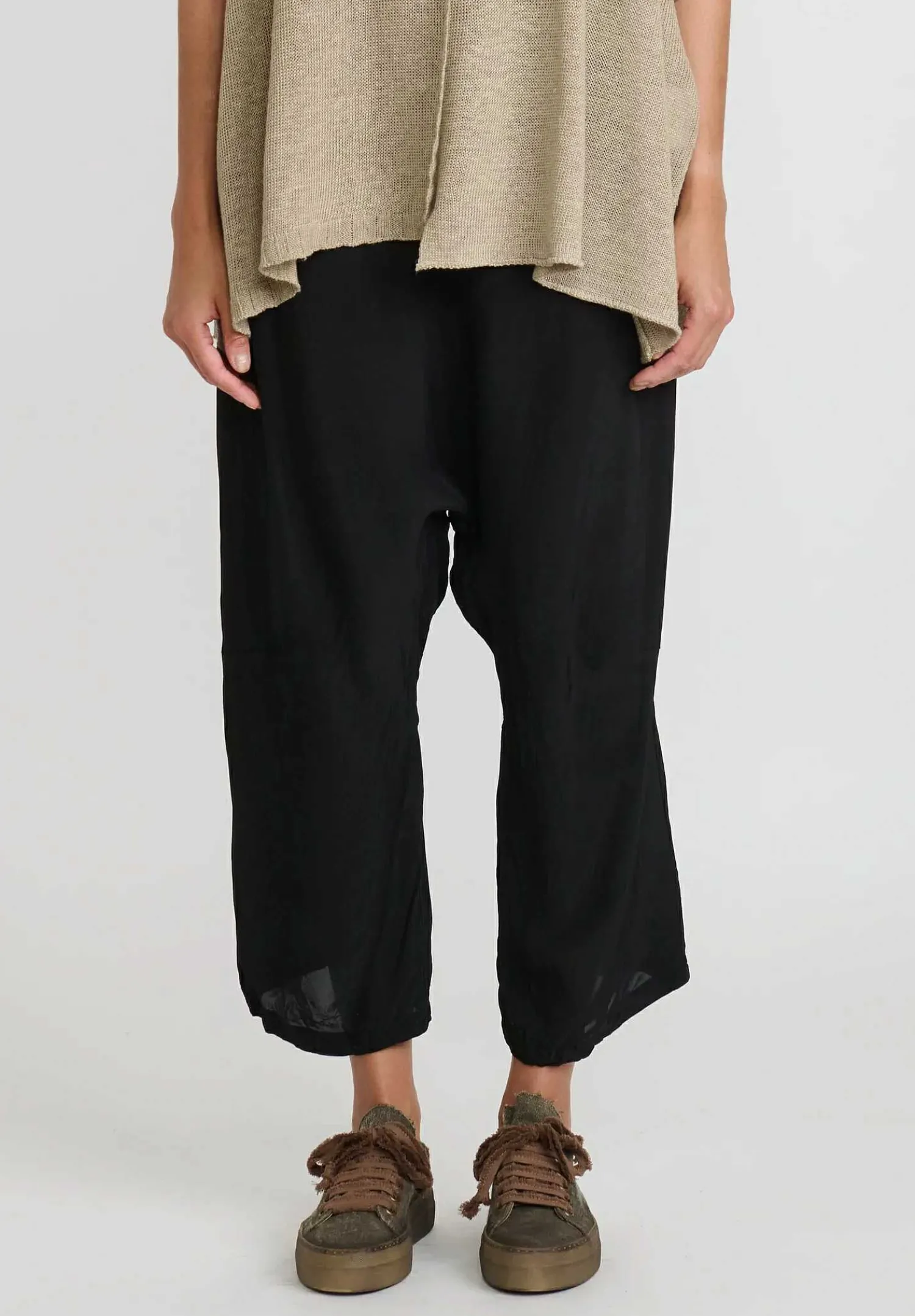 Rundholz Drop Crotch Straight Leg Pants In Black