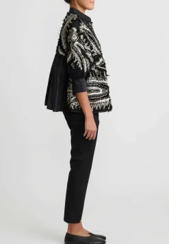 Biyan Embroidered Empire Waist Chrome Jacket In Black