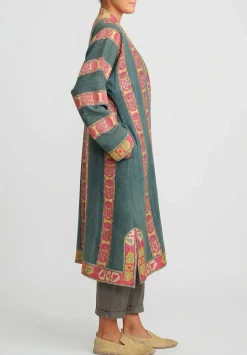 Mehmet Cetinkaya Embroidered ''Lakai'' Coat In Green & Red