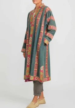 Mehmet Cetinkaya Embroidered ''Lakai'' Coat In Green & Red