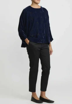 AODress Embroidered Velvet Top In Tanzanite Blue