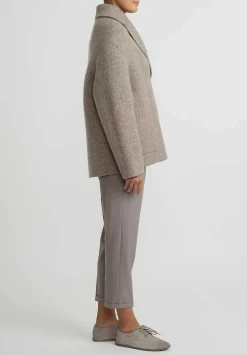 Boboutic Felted, Knit Short Coat In Natural Brown Melange