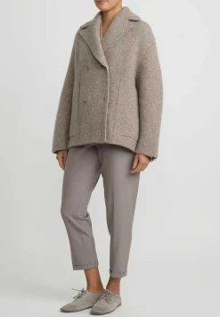 Boboutic Felted, Knit Short Coat In Natural Brown Melange