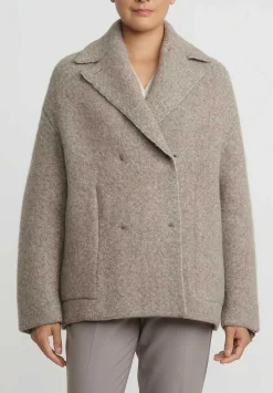 Boboutic Felted, Knit Short Coat In Natural Brown Melange