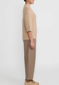 Lauren Manoogian Fleece Crewneck Sweater In Camel Brown