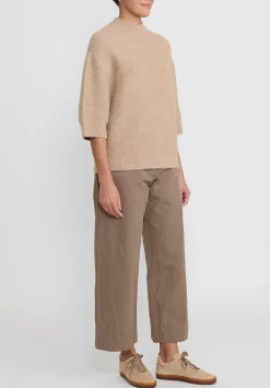 Lauren Manoogian Fleece Crewneck Sweater In Camel Brown