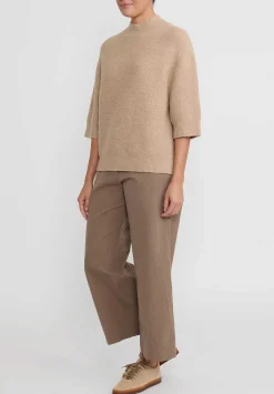 Lauren Manoogian Fleece Crewneck Sweater In Camel Brown
