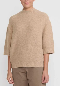 Lauren Manoogian Fleece Crewneck Sweater In Camel Brown