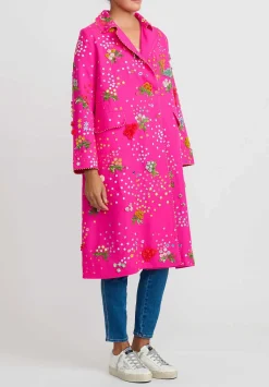 Péro Forget-Me-Knot Wool Coat In Pink