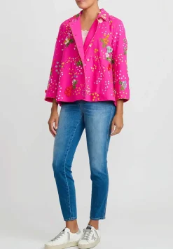 Péro Forget-Me-Not Wool & Silk Double Breasted Jacket In Pink