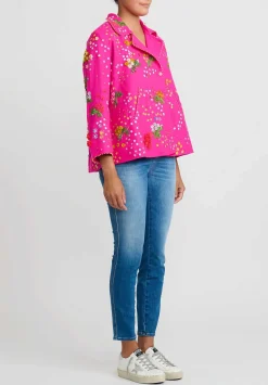 Péro Forget-Me-Not Wool & Silk Double Breasted Jacket In Pink