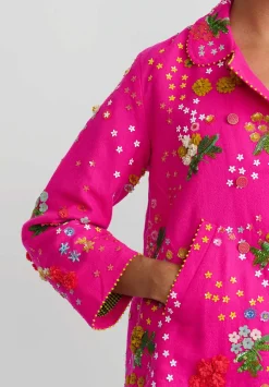 Péro Forget-Me-Not Wool & Silk Double Breasted Jacket In Pink