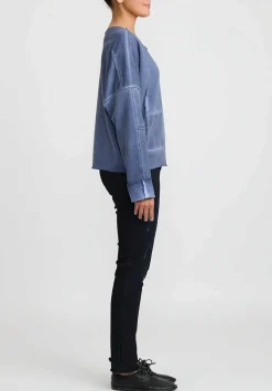 Umit Unal French Terry Cotton Top In Indigo Blue
