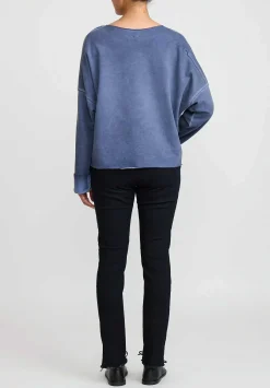 Umit Unal French Terry Cotton Top In Indigo Blue