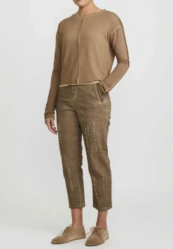 Umit Unal Garment Dyed Cotton Slim Pants In Brown