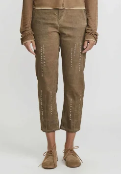 Umit Unal Garment Dyed Cotton Slim Pants In Brown