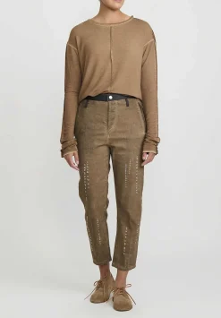 Umit Unal Garment Dyed Cotton Slim Pants In Brown