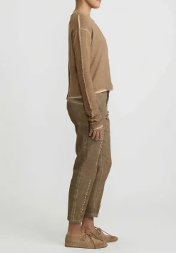 Umit Unal Garment Dyed Long Sleeve T-Shirt In Terra Brown
