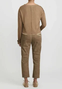 Umit Unal Garment Dyed Long Sleeve T-Shirt In Terra Brown