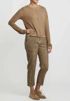 Umit Unal Garment Dyed Long Sleeve T-Shirt In Terra Brown