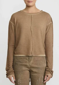 Umit Unal Garment Dyed Long Sleeve T-Shirt In Terra Brown