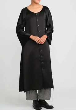 A Tentative Atelier Gathered Sleeve Bishop Dress In Black
