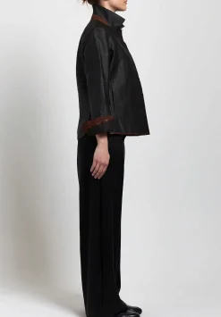 Sophie Hong Hand Dyed Mud Silk Smooth Tailored Jacket In Black