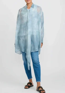 Giorgio Brato Hand Dyed Silk Semi-Sheer Overshirt In Powder Blue
