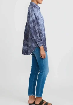 Giorgio Brato Hand Dyed Silk Shirt In Midnight Blue