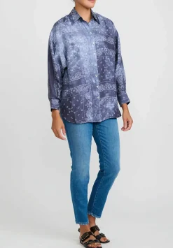 Giorgio Brato Hand Dyed Silk Shirt In Midnight Blue