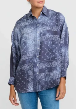 Giorgio Brato Hand Dyed Silk Shirt In Midnight Blue