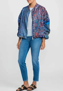 Giorgio Brato Hand Dyed Silk Zip-Up Jacket In Blue & Orange Multi