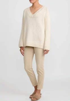 Wommelsdorff Hand Knit Alva Cashmere Sweater In Off White/Oatmeal