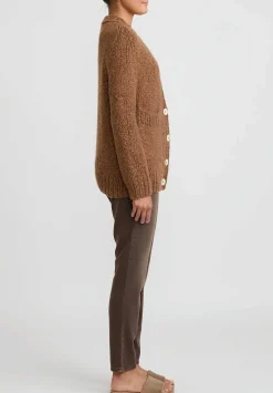 Wommelsdorff Hand Knit Cashmere & Silk Luna Cardigan In Cognac Tabacco Brown