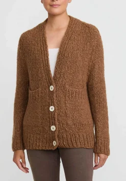 Wommelsdorff Hand Knit Cashmere & Silk Luna Cardigan In Cognac Tabacco Brown