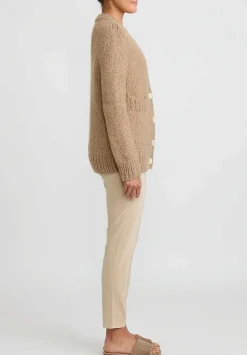 Wommelsdorff Hand Knit Cashmere & Silk Luna Cardigan In Caramel Camel Brown
