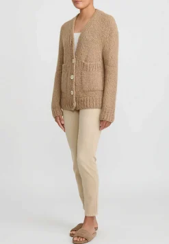 Wommelsdorff Hand Knit Cashmere & Silk Luna Cardigan In Caramel Camel Brown
