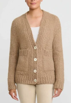 Wommelsdorff Hand Knit Cashmere & Silk Luna Cardigan In Caramel Camel Brown