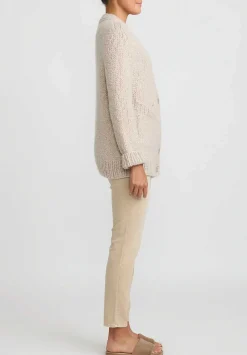 Wommelsdorff Hand Knit Cashmere & Silk Luna Cardigan In Storm Grey & Sand
